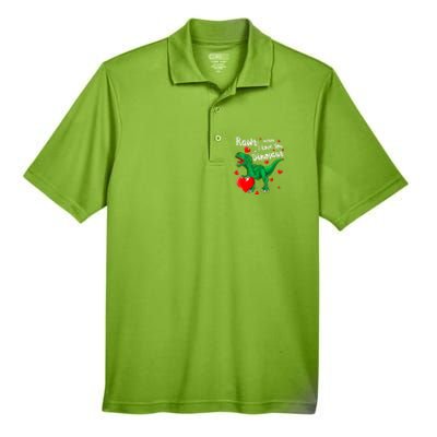 Rawr Means I Love You In Dinosaur Gift Valentines Day Cute Gift Men's Origin Performance Pique Polo