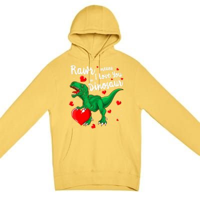 Rawr Means I Love You In Dinosaur Gift Valentines Day Cute Gift Premium Pullover Hoodie