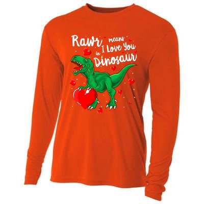 Rawr Means I Love You In Dinosaur Gift Valentines Day Cute Gift Cooling Performance Long Sleeve Crew