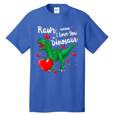 Rawr Means I Love You In Dinosaur Gift Valentines Day Cute Gift Tall T-Shirt