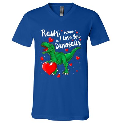 Rawr Means I Love You In Dinosaur Gift Valentines Day Cute Gift V-Neck T-Shirt