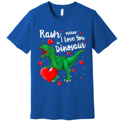 Rawr Means I Love You In Dinosaur Gift Valentines Day Cute Gift Premium T-Shirt