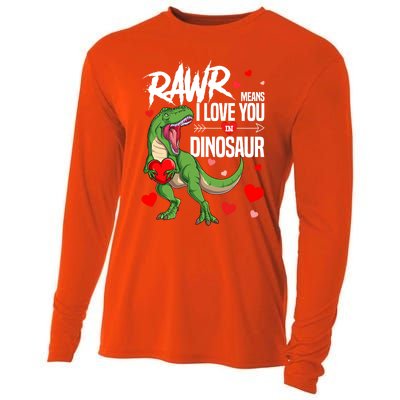 Rawr Means I Love You In Dinosaur T Rex Lover Valentine Funny Gift Cooling Performance Long Sleeve Crew