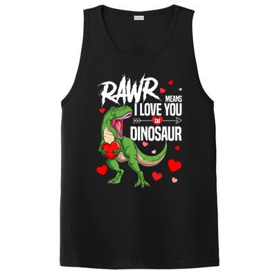 Rawr Means I Love You In Dinosaur T Rex Lover Valentine Funny Gift PosiCharge Competitor Tank