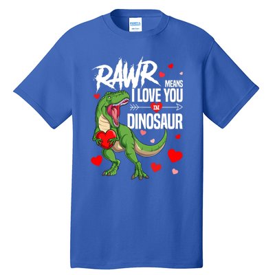 Rawr Means I Love You In Dinosaur T Rex Lover Valentine Funny Gift Tall T-Shirt