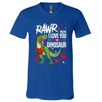 Rawr Means I Love You In Dinosaur T Rex Lover Valentine Funny Gift V-Neck T-Shirt