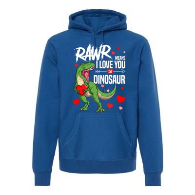 Rawr Means I Love You In Dinosaur T Rex Lover Valentine Funny Gift Premium Hoodie