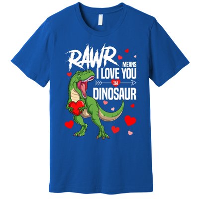 Rawr Means I Love You In Dinosaur T Rex Lover Valentine Funny Gift Premium T-Shirt