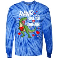 Rawr Means I Love You In Dinosaur T Rex Lover Valentine Funny Gift Tie-Dye Long Sleeve Shirt