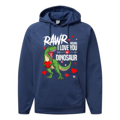 Rawr Means I Love You In Dinosaur T Rex Lover Valentine Funny Gift Performance Fleece Hoodie