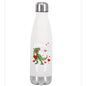 Rawr Means I Love You In Dinosaur T Rex Lover Valentine Funny Gift Stainless Steel Insulated Water Bottle