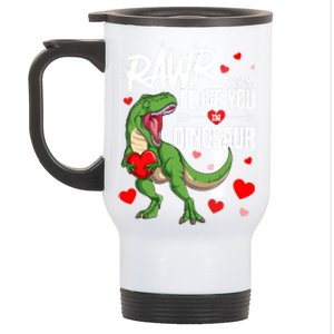 Rawr Means I Love You In Dinosaur T Rex Lover Valentine Funny Gift Stainless Steel Travel Mug