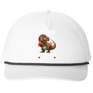 Rawr Means I Love You In Dinosaur T Rex Red Heart Valentine Gift Snapback Five-Panel Rope Hat