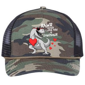 Rawr Means I Love You In Dinosaur Tgreat Giftrex Valentines Day Gift Retro Rope Trucker Hat Cap