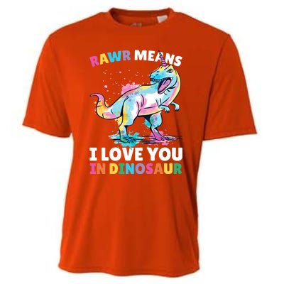 Rawr Means I Love You In Dinosaur Unicorn With Dinosaur Cool Gift Cooling Performance Crew T-Shirt