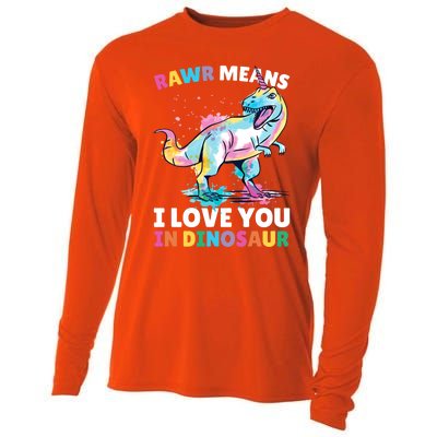 Rawr Means I Love You In Dinosaur Unicorn With Dinosaur Cool Gift Cooling Performance Long Sleeve Crew