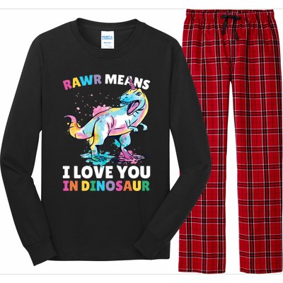 Rawr Means I Love You In Dinosaur Unicorn With Dinosaur Cool Gift Long Sleeve Pajama Set