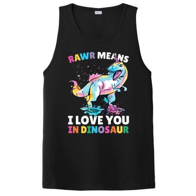 Rawr Means I Love You In Dinosaur Unicorn With Dinosaur Cool Gift PosiCharge Competitor Tank