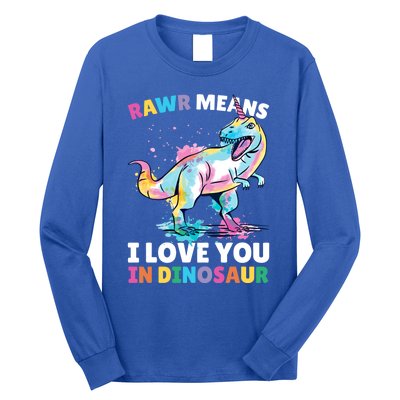 Rawr Means I Love You In Dinosaur Unicorn With Dinosaur Cool Gift Long Sleeve Shirt