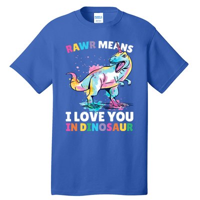 Rawr Means I Love You In Dinosaur Unicorn With Dinosaur Cool Gift Tall T-Shirt