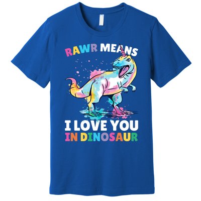 Rawr Means I Love You In Dinosaur Unicorn With Dinosaur Cool Gift Premium T-Shirt