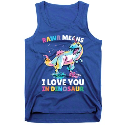 Rawr Means I Love You In Dinosaur Unicorn With Dinosaur Cool Gift Tank Top