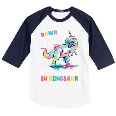 Rawr Means I Love You In Dinosaur Unicorn With Dinosaur Cool Gift Baseball Sleeve Shirt