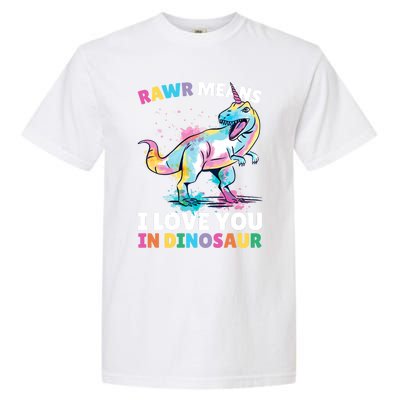 Rawr Means I Love You In Dinosaur Unicorn With Dinosaur Cool Gift Garment-Dyed Heavyweight T-Shirt