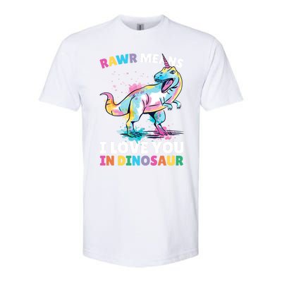 Rawr Means I Love You In Dinosaur Unicorn With Dinosaur Cool Gift Softstyle CVC T-Shirt