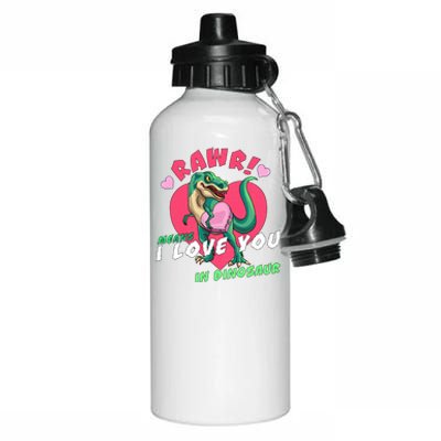 Rawr Means I Love You In Dinosaur Valentines Day Dinosaur Gift Aluminum Water Bottle 