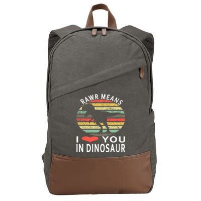 Rawr Means I Love You In Dinosaur Valentine's Day Funny Gift Cotton Canvas Backpack