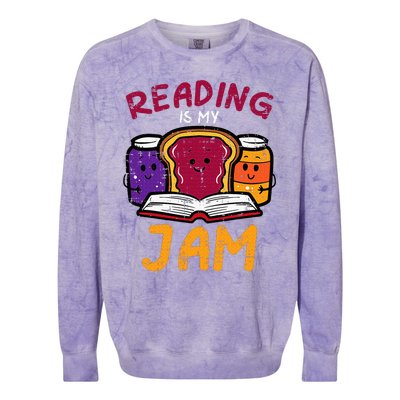 Reading My Jam Read Reading Book Librarian Colorblast Crewneck Sweatshirt