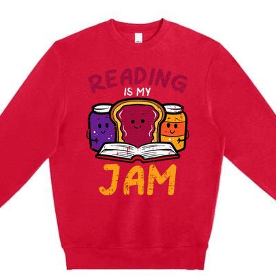 Reading My Jam Read Reading Book Librarian Premium Crewneck Sweatshirt