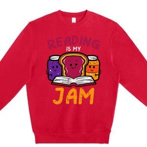 Reading My Jam Read Reading Book Librarian Premium Crewneck Sweatshirt