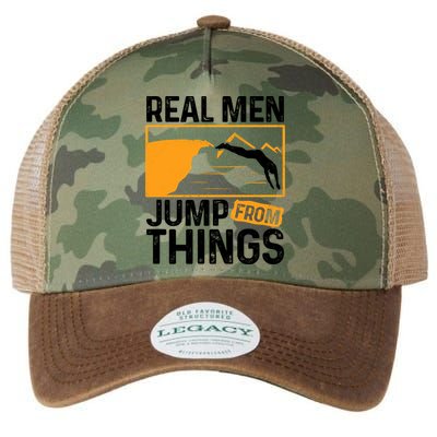 Real Men Jump From Things Tombstoning Cliff Diver Jumping Legacy Tie Dye Trucker Hat
