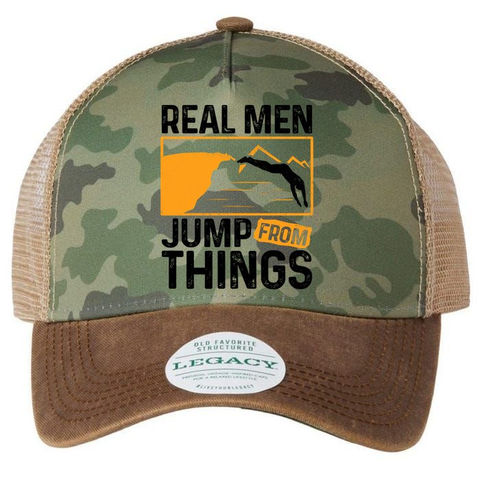 Real Men Jump From Things Tombstoning Cliff Diver Jumping Legacy Tie Dye Trucker Hat