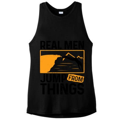 Real Men Jump From Things Tombstoning Cliff Diver Jumping Ladies PosiCharge Tri-Blend Wicking Tank