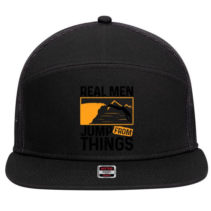 Real Men Jump From Things Tombstoning Cliff Diver Jumping 7 Panel Mesh Trucker Snapback Hat