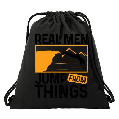 Real Men Jump From Things Tombstoning Cliff Diver Jumping Drawstring Bag