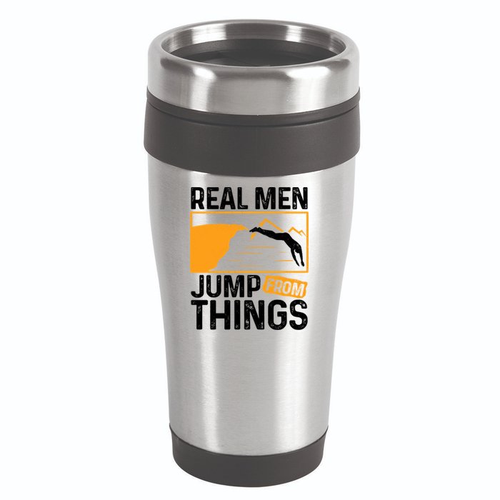 Real Men Jump From Things Tombstoning Cliff Diver Jumping 16oz Travel Tumbler