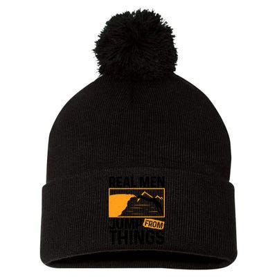 Real Men Jump From Things Tombstoning Cliff Diver Jumping Pom Pom 12in Knit Beanie