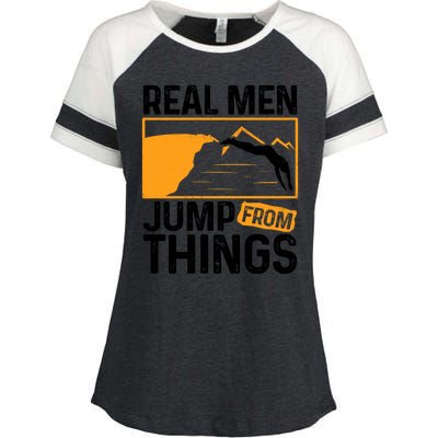 Real Men Jump From Things Tombstoning Cliff Diver Jumping Enza Ladies Jersey Colorblock Tee