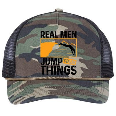 Real Men Jump From Things Tombstoning Cliff Diver Jumping Retro Rope Trucker Hat Cap