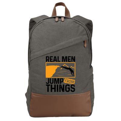 Real Men Jump From Things Tombstoning Cliff Diver Jumping Cotton Canvas Backpack