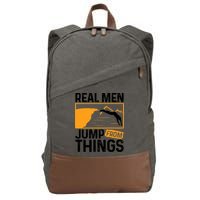 Real Men Jump From Things Tombstoning Cliff Diver Jumping Cotton Canvas Backpack