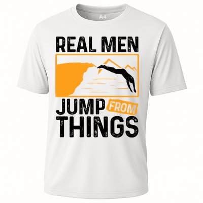 Real Men Jump From Things Tombstoning Cliff Diver Jumping Performance Shirt