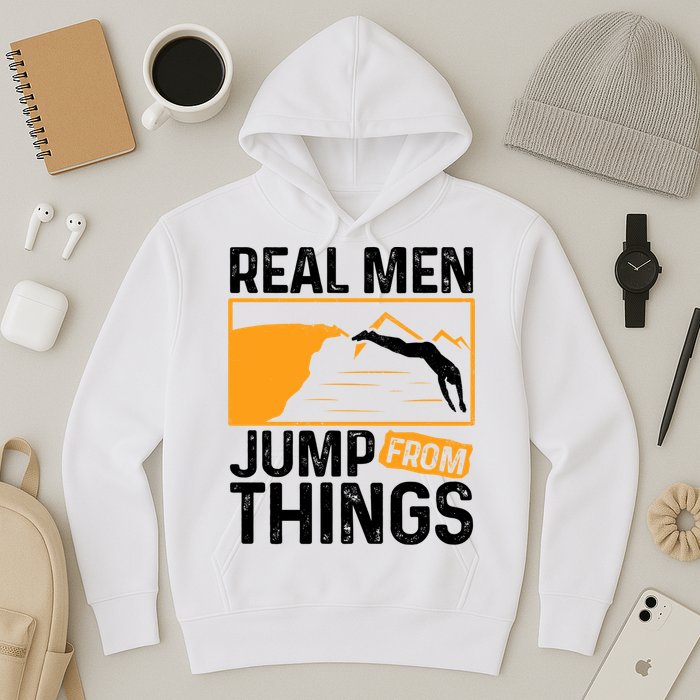 Real Men Jump From Things Tombstoning Cliff Diver Jumping Hoodie