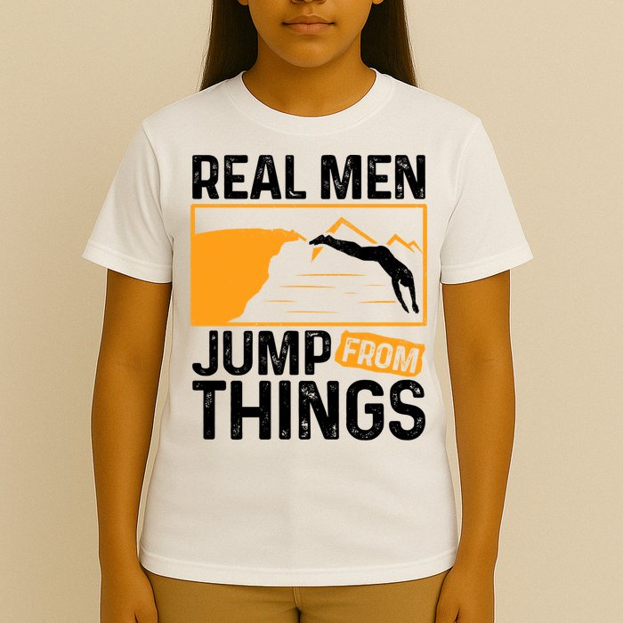 Real Men Jump From Things Tombstoning Cliff Diver Jumping T-Shirt