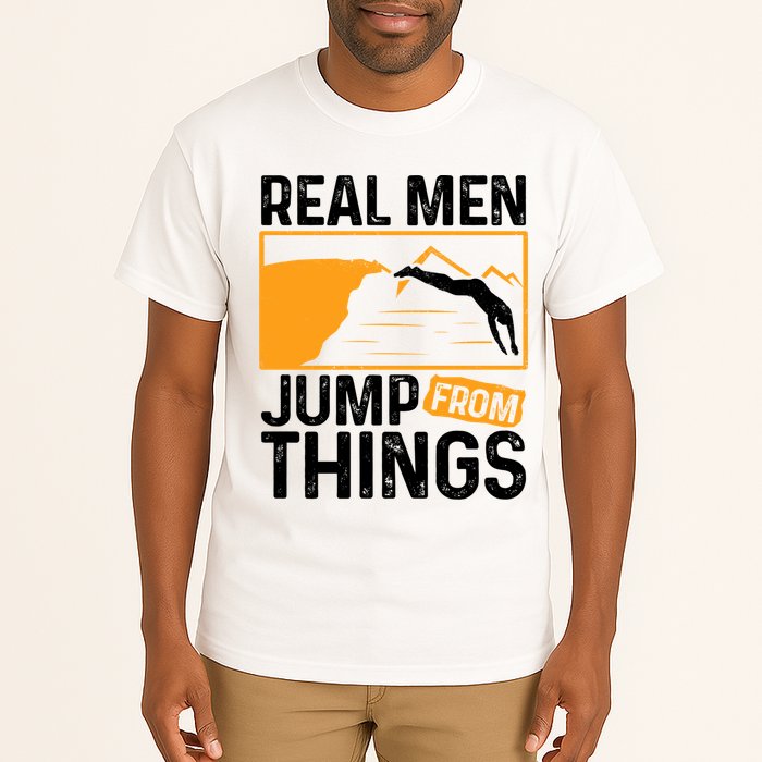 Real Men Jump From Things Tombstoning Cliff Diver Jumping Tall T-Shirt