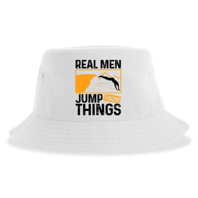 Real Men Jump From Things Tombstoning Cliff Diver Jumping Sustainable Bucket Hat